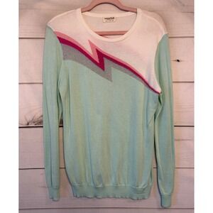 Sugarhill Brighton Lightning Bolt Sweater Mint Green Pink Metallic US 8